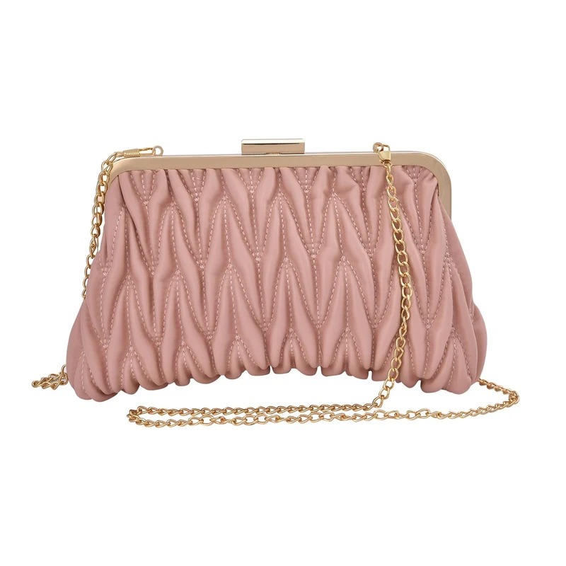 Clutch mit Metallschulterriemen in Stepp-Optik, 23,5x15cm, Weinrot