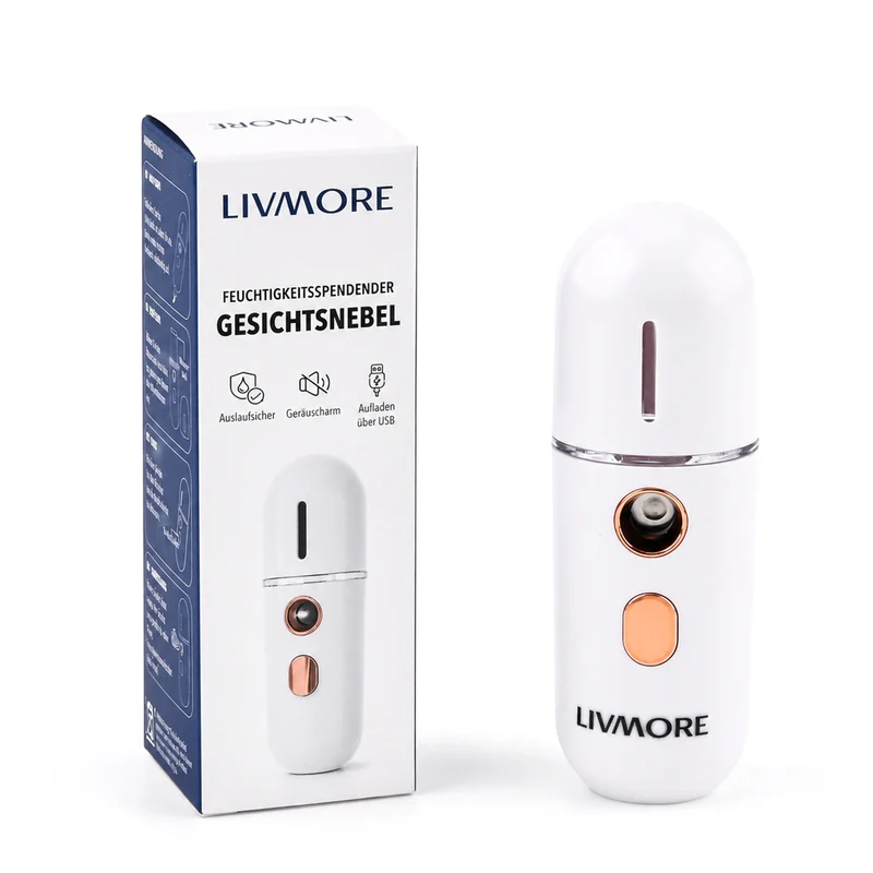 Livmore Nano-Gesichtssprüher für erfrischende Feuchtigkeit, wiederaufladbar, 12 ml, Blau