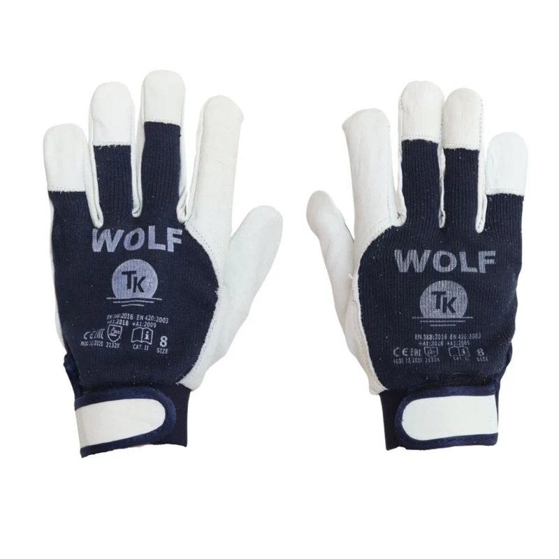 Wolf Arbeitshandschuhe Handschuhe aus Atmungsaktiver Baumwolle Gartenarbeit Arbeitsschutz Mechanikerhandschuhe mit Klettverschluss Größe:9 (1 PAAR)