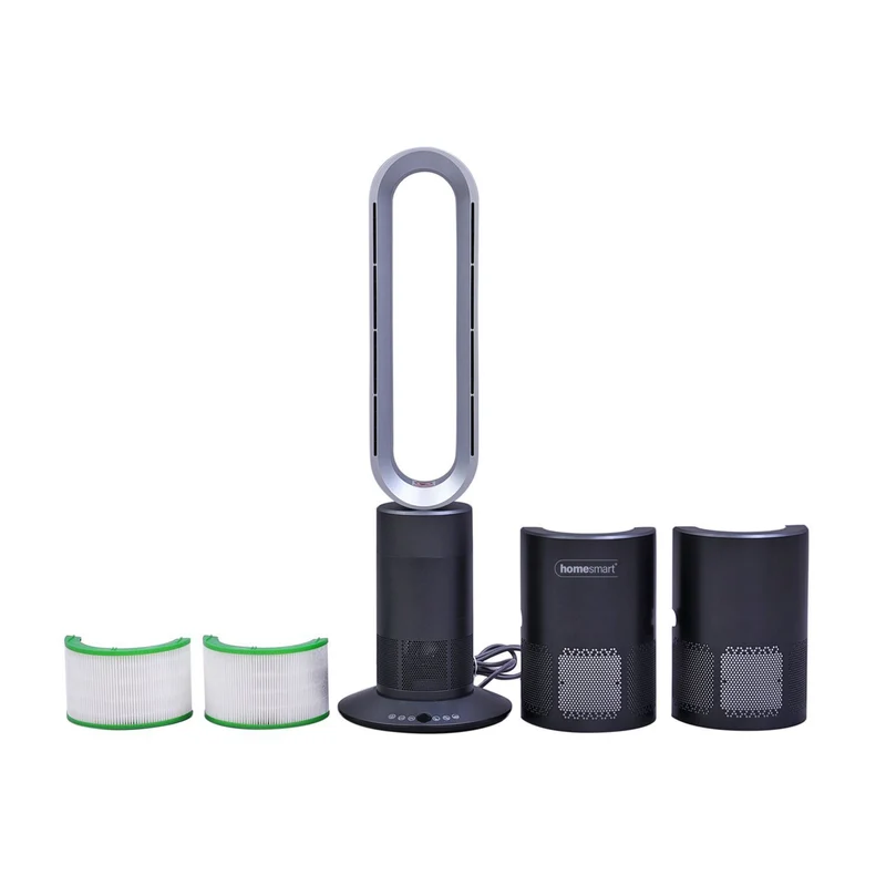 5 in 1 Luftdoktor - Luftreiniger/Ventilator ohne Lüfterflügel mit HEPA Filter, Weiß und Silber