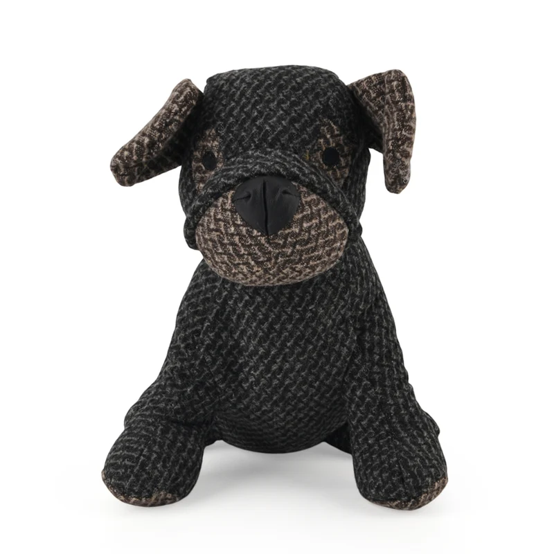 LIVMORE Hund Türstopper, Polyester mit Sandfüllung, 1 kg, 22 x 19 x 18 cm, Schwarz