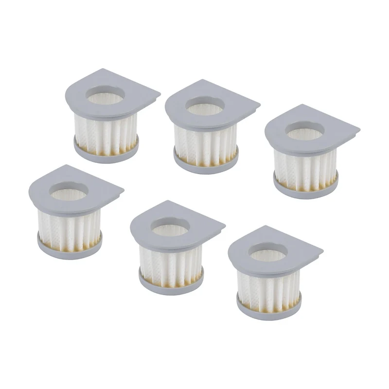 Ersatzfilter-Set (6 Stück) - Weiß/Grau, 3.6x4.7x4.7 cm, Hochwertige PET-Staubsaugerfilter für optimale Reinigungsleistung