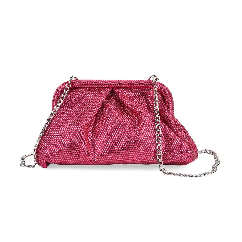 Designer Inspiriert- Schultertasche mit Kristallbesatz, Größe ca. 24x10x13 cm - Schwarz