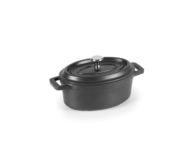 LACOR Ovaler Kochtopf mit schwarzem Deckel Mini Cocotte 25912