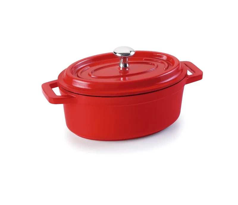 LACOR Ovaler Kochtopf mit rotem Deckel Mini Cocotte 25911