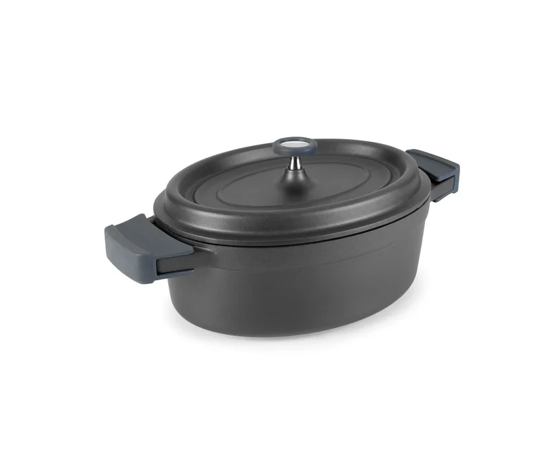 LACOR Ovaler Kochtopf mit schwarzem Deckel Cocotte 25933