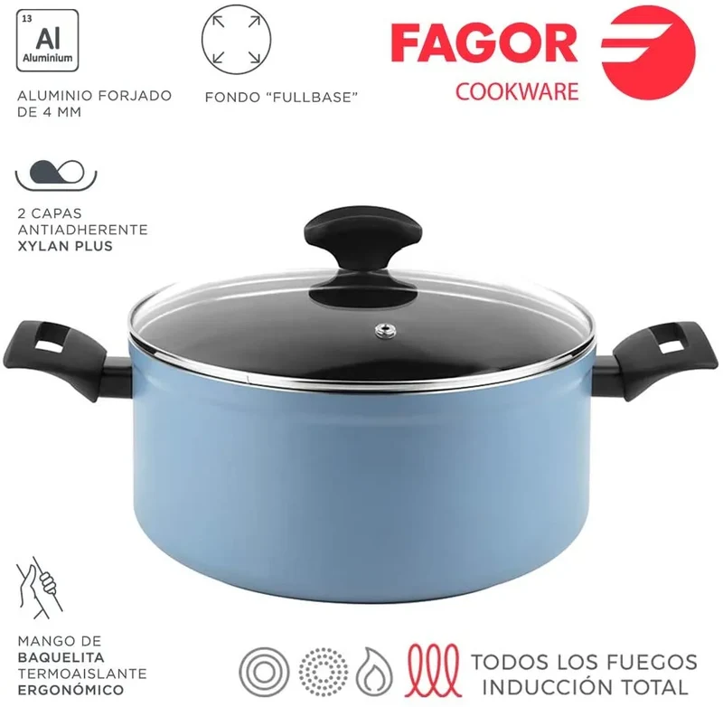 FAGOR Topf MAXIMA Blau + Deckel Ø20
