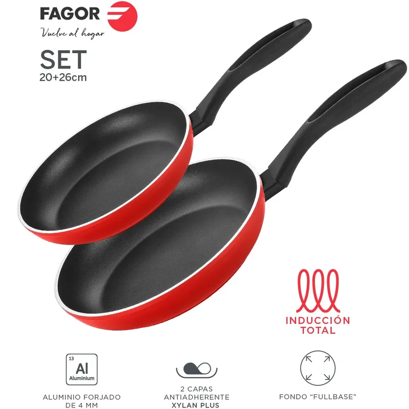 FAGOR Set Pfannen STIM Ø18 Ø22 Ø26 rot